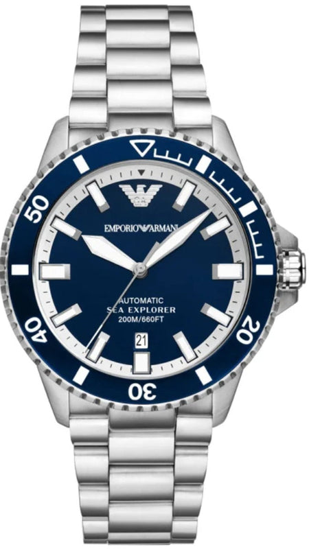 Emporio Armani cBlue Dial Silver Steel Strap Watch for Men - AR60079 Buy Now By Emporio Armani