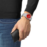 Tissot PRX Quartz Red Dial Silver Steel Strap Watch for Men - T137.410.11.421.00 Authentic Buy Shop Now