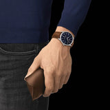 Tissot Chemin des Tourelles Automatic Powermatic 80 Blue Dial Brown Leather Strap Watch for Men - T139.407.16.041.00 Authentic Buy Shop Now