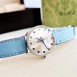 Gucci G Timeless Silver Dial Blue Leather Strap Watch for Women - YA1265039 Authentic Buy Shop Now
