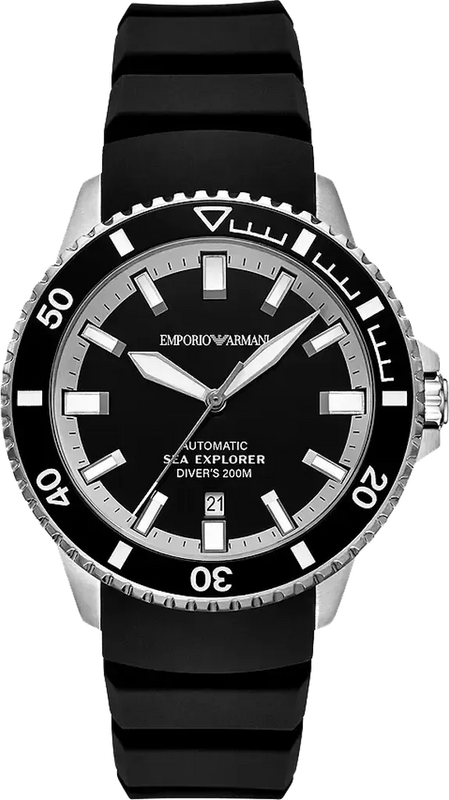 Emporio Armani Sea Explorer Black Dial Black Silicone Strap Watch for Men - AR60086 Buy Now By Emporio Armani