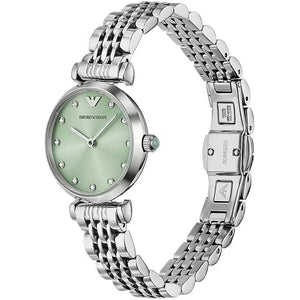 Emporio Armani Gianni T Bar Green Dial Silver Steel Strap Watch for Women - AR11667 Buy Now By Emporio Armani