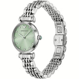 Emporio Armani Gianni T Bar Green Dial Silver Steel Strap Watch for Women - AR11667 Buy Now By Emporio Armani
