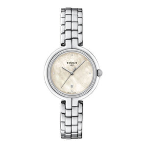 Tissot T-Lady Flamingo Diamonds Mother of Pearl Dial SIlver Steel Strap Watch for Women - T094.210.11.116.02 Authentic Buy Shop Now
