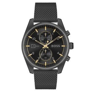 Hugo Boss Skytraveller Chronograph Black Dial Black Mesh Strap Watch for Men - 1514150 Buy Now By Hugo Boss