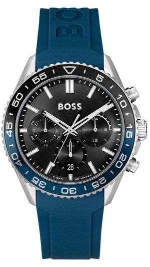 Hugo Boss Runner Chronograph Black Dial Blue Silicone Strap Watch for Men - 1514245 Buy Now By Hugo Boss