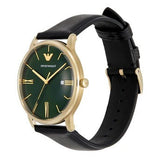 Emporio Armani Minimalist Green Dial Black Leather Strap Watch for Men - AR11601 Buy Now By Emporio Armani