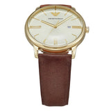 Emporio Armani Minimalist Quartz Gold Dial Brown Leather Strap Watch for Men - AR11610 Buy Now By Emporio Armani