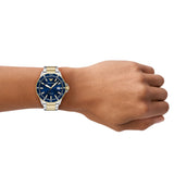 Emporio Armani World Explorer Blue Dial Two Tone Steel Strap Watch for Men - AR11682 Buy Now By Emporio Armani