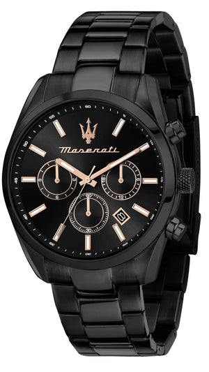Maserati Attrazione Chronograph Black Dial Black Steel Strap Watch for Men - R8853151009 Authentic Buy Shop Now