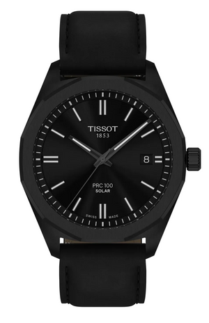 Tissot PRC 100 Solar Quartz Black Dial Black Leather Strap Watch for Men - T151.422.36.051.00 Authentic Buy Shop Now