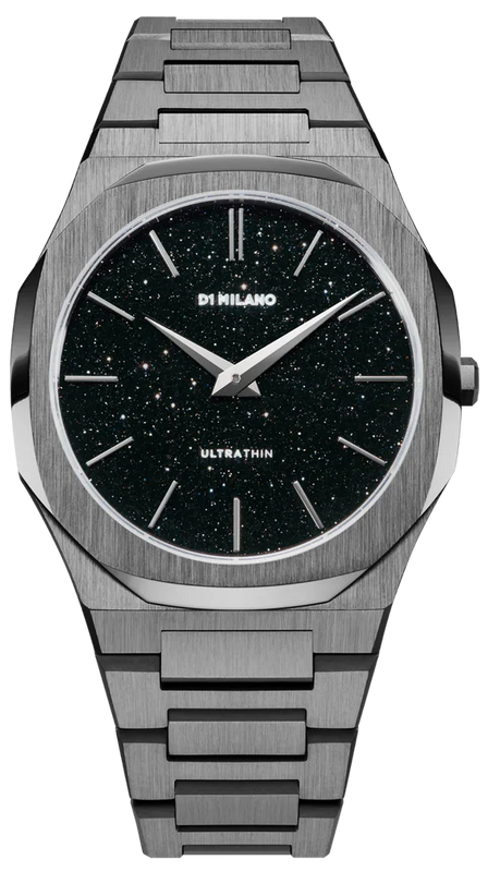D1 Milano Ultra Thin Aventurine Black Dial Silver Steel Strap Watch for Men - D1-UTBJ29 Authentic Buy Shop Now