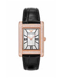 Emporio Armani Genni Silver Dial Black Leather Strap Watch for Women - AR11624 Buy Now By Emporio Armani