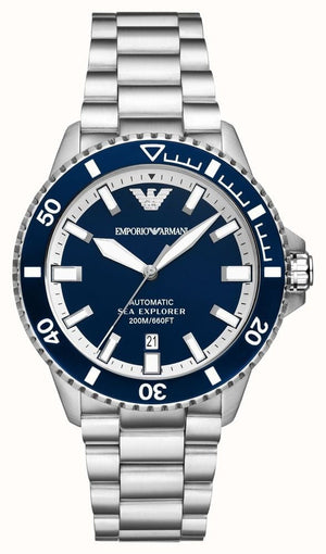 Emporio Armani cBlue Dial Silver Steel Strap Watch for Men - AR60079 Buy Now By Emporio Armani