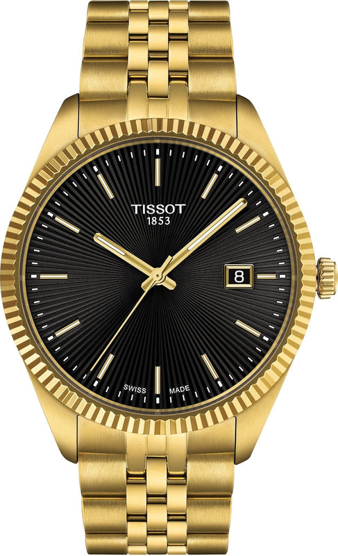 Tissot Ballade Quartz Black Dial Gold Steel Strap Watch for Men - T156.410.33.051.00 Authentic Buy Shop Now