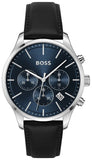 Hugo Boss Avery Chronograph Blue Dial Black Leather Strap Watch for Men - 1514156 Authentic Buy Shop Now