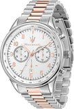 Maserati Tradizione Chronograph White Dial Two Tone Steel Strap Watch for Men - R8873646002 Authentic Buy Shop Now