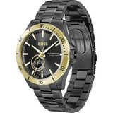Hugo Boss Troper Chronograph Automatic Black Dial Black Steel Strap Watch for Men - 1514203 Authentic Buy Shop Now