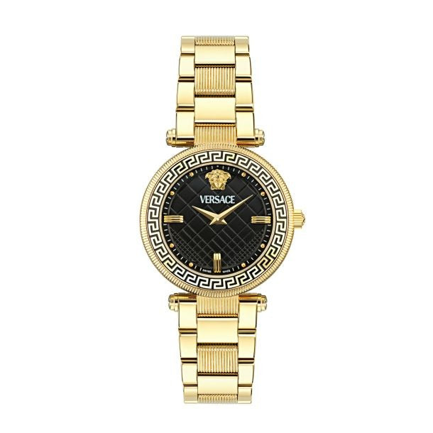 Versace Reve Analog Black Dial Gold Steel Strap Watch for Women - VE8B00624 Buy Now By Versace
