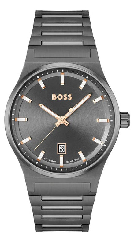Hugo Boss Candor Grey Dial Grey Steel Strap Watch for Men - 1514078 Buy Now By Hugo Boss