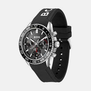 Hugo Boss Runner Chronograph Black Dial Black Silicone Strap Watch for Men - 1514141 Buy Now By Hugo Boss