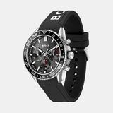 Hugo Boss Runner Chronograph Black Dial Black Silicone Strap Watch for Men - 1514141 Buy Now By Hugo Boss