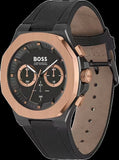 Hugo Boss Taper Chronograph Black Dial Black Leather Strap Watch for Men - 1514089 Authentic Buy Shop Now