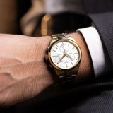 Tissot PR 100 Chronograph White Dial Gold Steel Strap Watch for Men - T150.417.33.031.00 Authentic Buy Shop Now