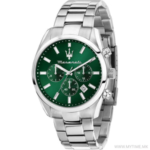 Maserati Attrazione Chronograph Green Dial Silver Steel Strap Watch for Men - R8853151011 Authentic Buy Shop Now