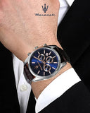 Maserati Attraction Limited Edition Chronograph Blue Dial Brown Leather Strap Watch for Men - R8851151003 Authentic Buy Shop Now