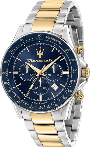 Maserati SFIDA Limited Edition Chronograph Blue Dial Two Tone Steel Strap Watch for Men - R8873640017 Authentic Buy Shop Now