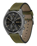 Hugo Boss Skytraveller Chronograph Black Dial Green Leather Strap Watch for Men - 1514148 Buy Now By Hugo Boss