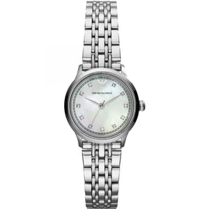 Emporio Armani Alpha Mother of Pearl Dial Silver Steel Strap Watch for Women - AR1803 Buy Now By Emporio Armani