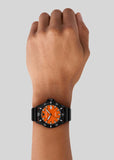 Emporio Armani World Explorer Orange Dial Black Silicone Strap Watch for Men - AR11684 Buy Now By Emporio Armani