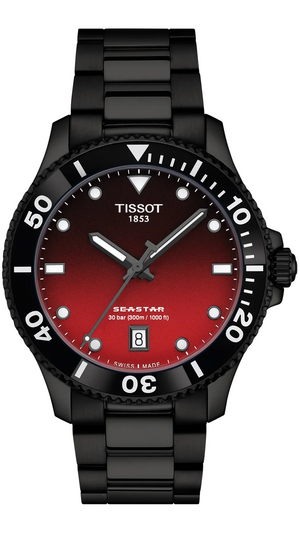 Tissot Seastar 1000 Red Dial Black Steel Strap Watch for Men - T120.410.33.421.00 Authentic Buy Shop Now