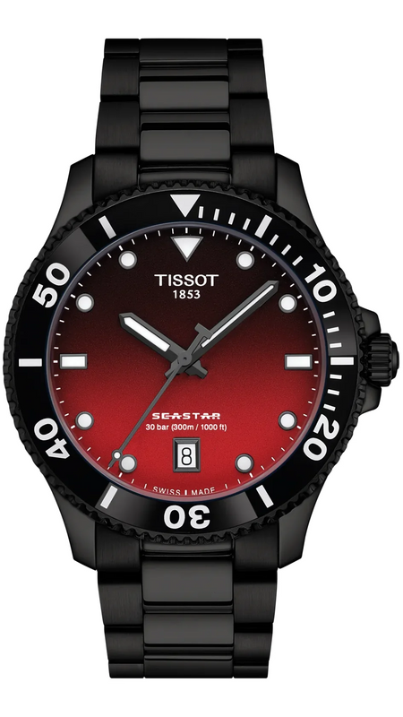 Tissot Seastar 1000 Red Dial Black Steel Strap Watch for Men - T120.410.33.421.00 Authentic Buy Shop Now