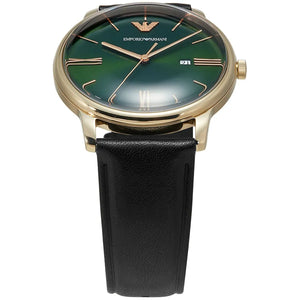 Emporio Armani Minimalist Green Dial Black Leather Strap Watch for Men - AR11601 Buy Now By Emporio Armani