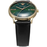 Emporio Armani Minimalist Green Dial Black Leather Strap Watch for Men - AR11601 Buy Now By Emporio Armani