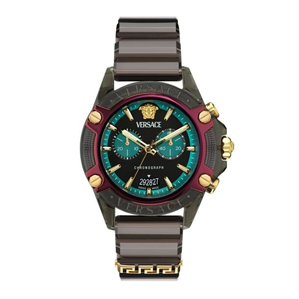 Versace Icon Active Chronograph Black Dial Black Rubber Strap Unisex Watch - VE8P00224 Buy Now By Versace