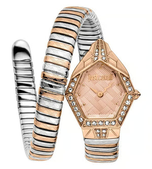 Just Cavalli Ornato Pink Dial Two Tone Steel Strap Watch for Women - JC1L303M0065