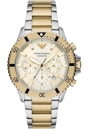 Emporio Armani World Explorer Chronograph Cream Dial Two Tone Steel Strap Watch for Men - AR11606 Buy Now By Emporio Armani