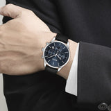 Hugo Boss Avery Chronograph Blue Dial Black Leather Strap Watch for Men - 1514156 Authentic Buy Shop Now