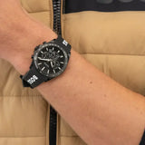 Hugo Boss Strike Chronograph Black Dial Black Rubber Strap Watch for Men - 1514289 Authentic Buy Shop Now