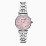 Emporio Armani Gianni T-Bar Pink Dial Silver Steel Strap Watch for Women - AR11686 Buy Now By Emporio Armani