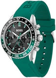 Hugo Boss Runner Chronograph Black Dial Green Silicone Strap Watch for Men - 1514246 Buy Now By Hugo Boss