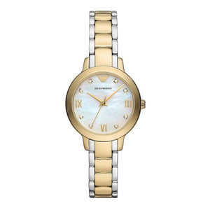 Emporio Armani Cleo Three Hand Mother of Pearl Dial Two Tone Steel Strap Watch for Women - AR11513 Buy Now By Emporio Armani