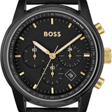 Hugo Boss Trace Chronograph Black Dial Black Leather Strap Watch for Men - 1514003 Authentic Buy Shop Now