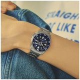 Seiko 5 Sports SKX Street Denim Blue Dial Silver Steel Strap Watch for Men - SRPL77K1 Authentic Buy Shop Now