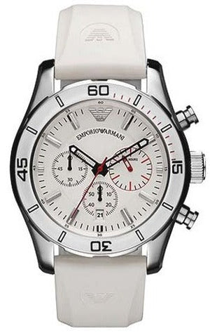 Emporio Armani Sportivo Chronograph White Dial White Rubber Strap Watch for Men - AR5947 Buy Now By Emporio Armani