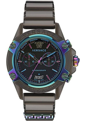 Versace Icon Active Chronograph Black Dial Grey Silicone Strap Watch for Men - VEZ701022 Buy Now By Versace